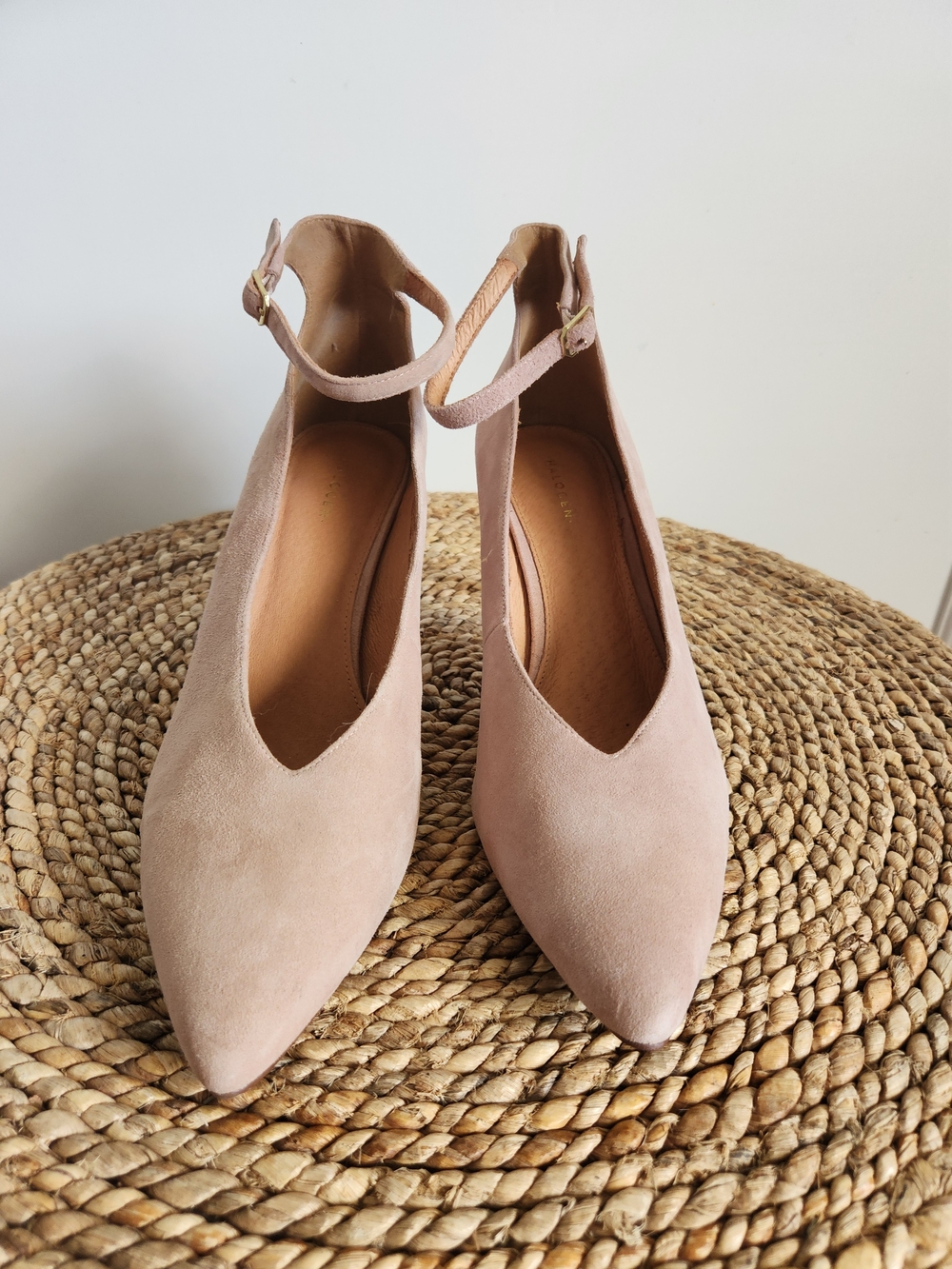 Halogen Blush Pink Pointed-Toe Ankle-Strap Pumps